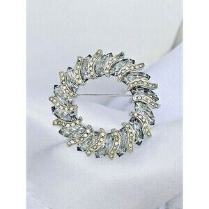 Weiss Crystal Brooch Vtg Open Circle Celestial Wreath Large Estate Jewelry Pin